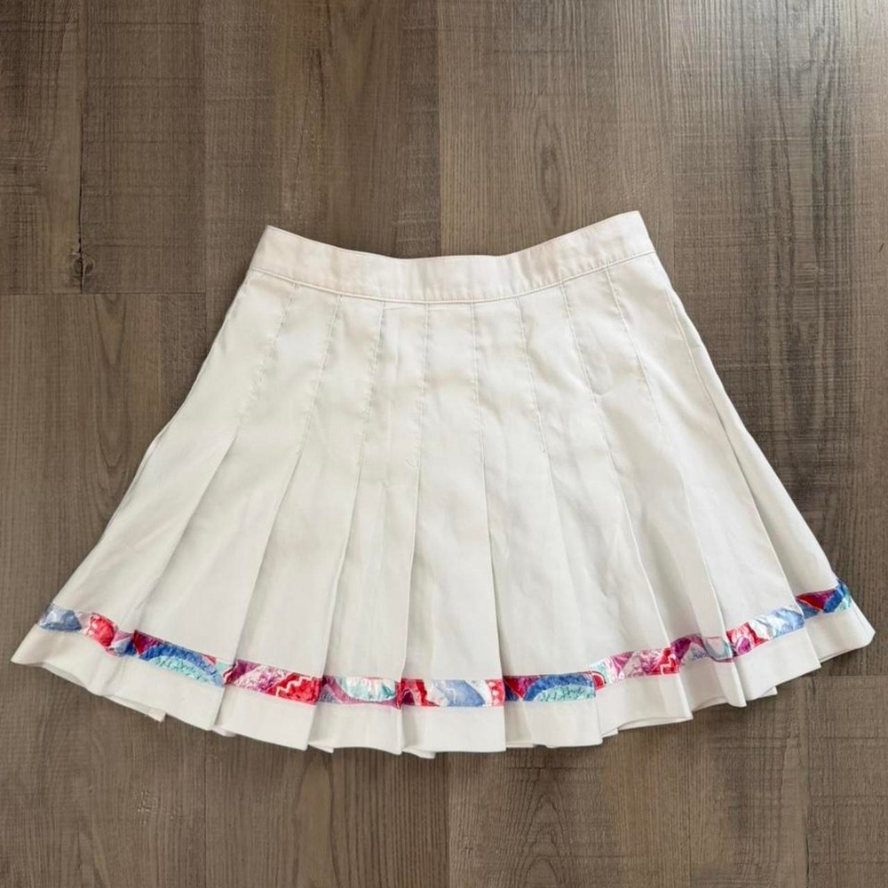 Tail White Pleated Mini Skirt Vintage Y2K Tennis Core Colorful Trim Size 6